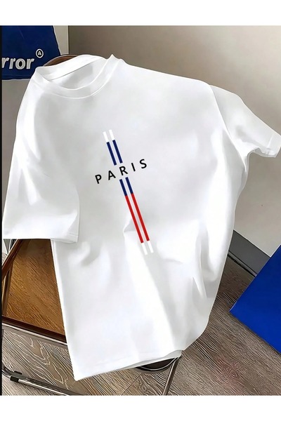 shidumanlar Unisex Oversize Paris Dik Tasarımlı Penye Tshirt