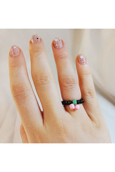 Crystal Atelier Miyuki Bead Cherry Ring-Cherry Ring-Miyuki Ring-Minimal Cherry Ring-Bead Ring-Braid Ring