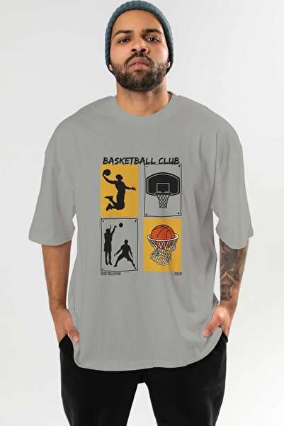 Ankhises تي شيرت كبير الحجم مطبوع من الأمام لنادي كرة السلة للرجال والنساء مص...