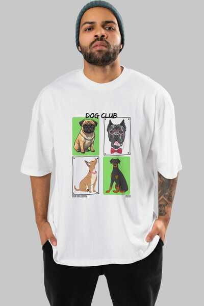 Ankhises Μπλουζάκι Dog Club με στάμπα μπροστά, λευκό, oversized, ανδρικό και ...