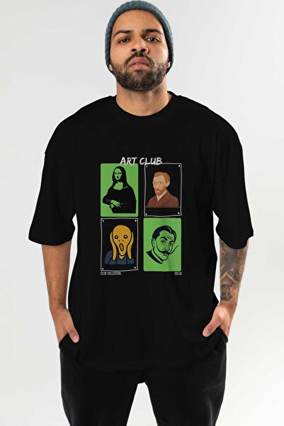 Ankhises Art Club μπροστινό εμπριμέ μπλουζάκι Oversize Ανδρικό Γυναικείο 100%...