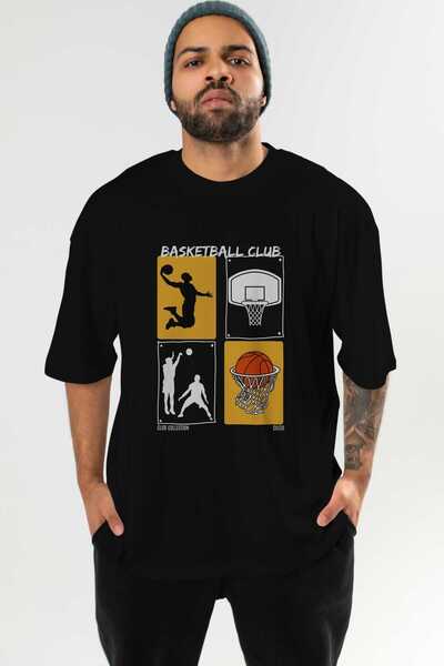 Ankhises Μπλουζάκι μπάσκετ με στάμπα μπροστά, μαύρο, oversized, ανδρικό, γυνα...