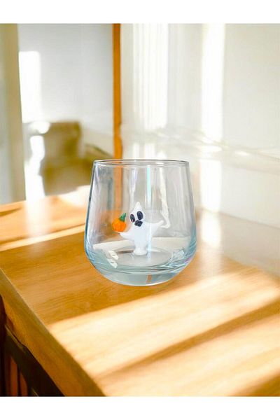 nazarboncuğu Handmade Glass Single Ghost Figured Water Glass