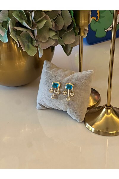 Tasarım Brand Equivalent Elegant Earrings with Blue Stones