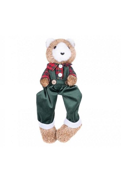 JollyMag Christmas decoration, teddy bear in a plaid shirt, 17x14x26 cm