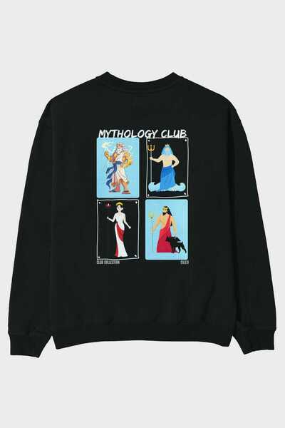 Ankhises Mythology Club 2 Μαύρο φούτερ με στάμπα στην πλάτη, Oversize, Ανδρικ...