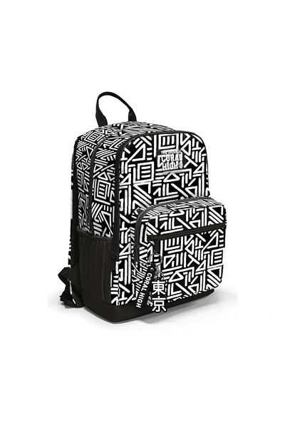 Coral High 23682 Kids Black and White Geometric Patterned Four Compartment Backpack