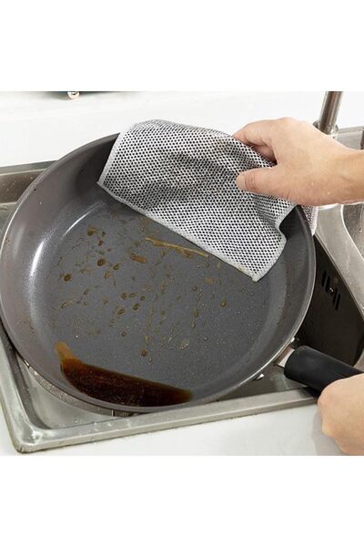 TARIK HOME 2 Adet 20X20 cm. İnox Cift Katlı Tel İnatçı Kir Temizleme Bezi Muc...