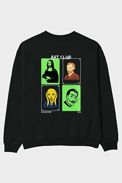 Ankhises Art Club Μαύρο φούτερ με στάμπα στην πλάτη, ανδρικό γυναικείο unisex