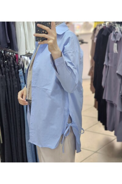 ÇİZGİ Yanları bağlamalı tesettür gömlek