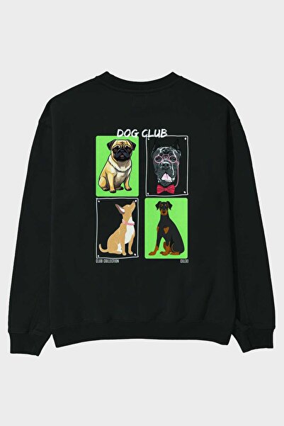 Ankhises Φούτερ Dog Club με στάμπα στην πλάτη, μαύρο, oversized, ανδρικό, γυν...