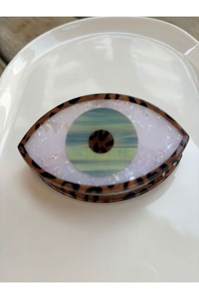 Blotch Steel Mechanism Evil Eye Eye Pearlescent Bone Peg Buckle 4X7.5 cm