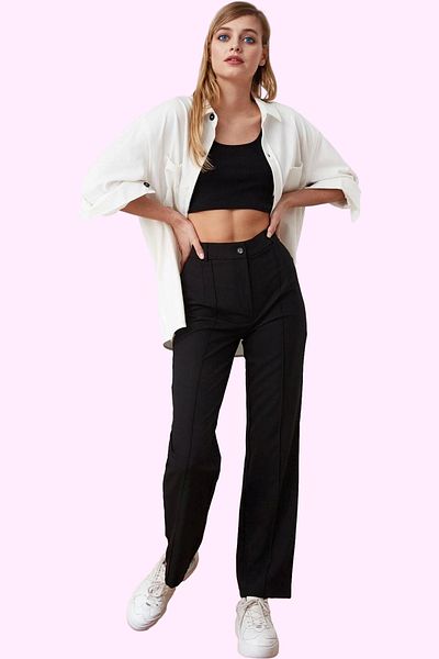 PayBuy Women's High Waist Straight Pants Woven Fabric Casual Daily Weekend Durable Material