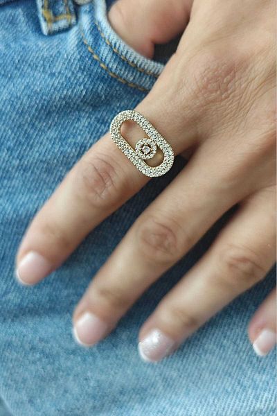 KYOLA DESİGN Elegant Zircon Stone Adjustable Women's Gold Ring