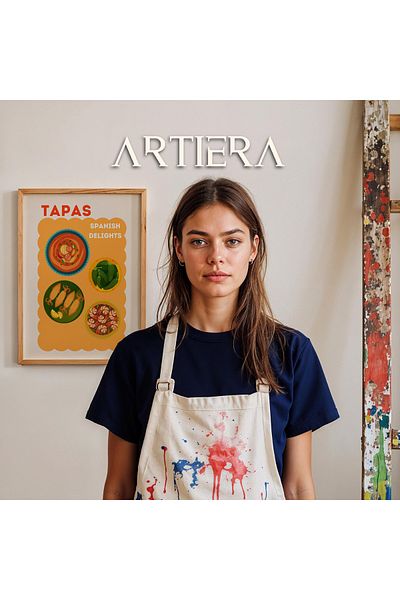 HİGUERA Tipografie Modernă Stil Italian Mediteranean Masa de Bucătărie Cu Cadru Din Lemn, Decorare Bucătărie Cafenea Bar