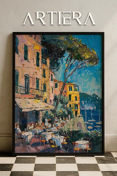 HİGUERA Masa de bucatarie cu rama din lemn in stil italian mediteranean modern Amalfi, decorare pentru bar cafenea bucatarie