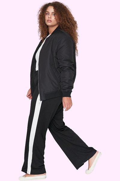 PayBuy Women's Wide Leg Knitted Pants High Waist Color Block Pattern Regular Summer Indispensable