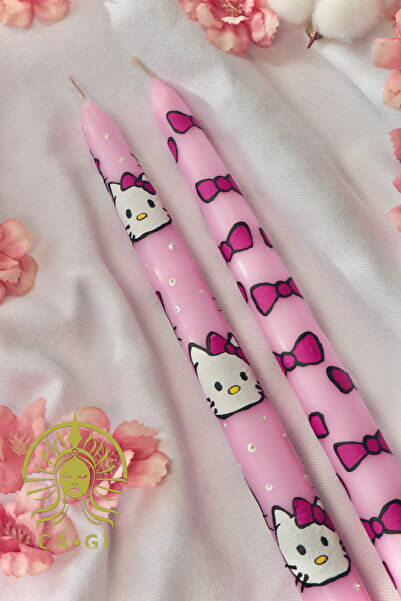 Genel Markalar %100 El Yapımı Hello Kitty / Kurdele Desenli / Hediyelik 2Li Ş...