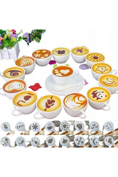 JollyMag Set 16 sabloane reutilizabile pentru ornarea desertului sau a cafelei