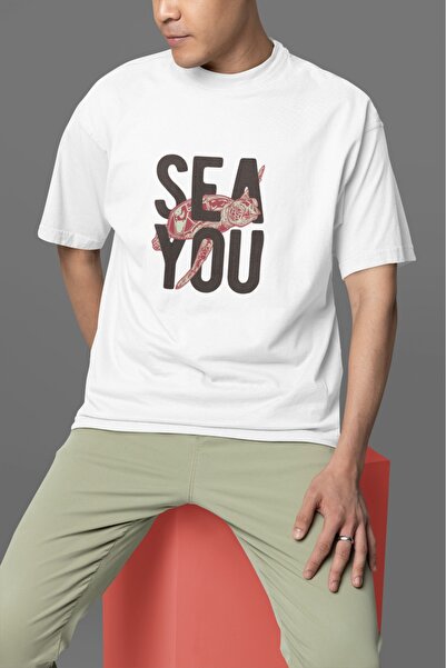 ArtYus TRIOCĂ CU MÂNĂ SCURTĂ CU Gât rotund, IMPRIMAT SEA YOU TRANSFER, PENTRU...