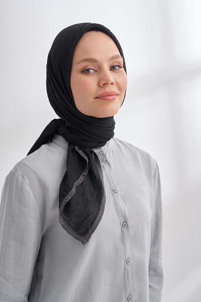 ARMANDA Muslin Piping Scarf 3353-Black