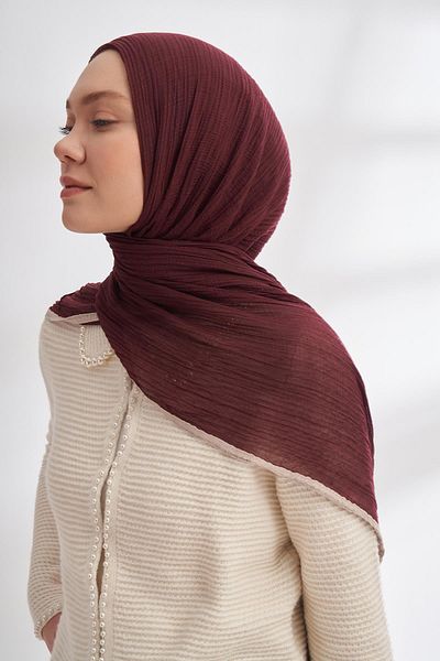 ARMANDA Muslin Piping Shawl 3352-Burgundy