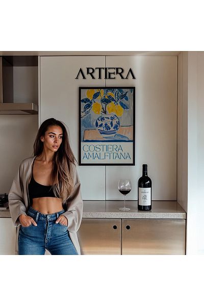HİGUERA Masa de bucatarie cu rama din lemn in stil italian mediteranean modern Amalfi, decorare pentru bar cafenea bucatarie