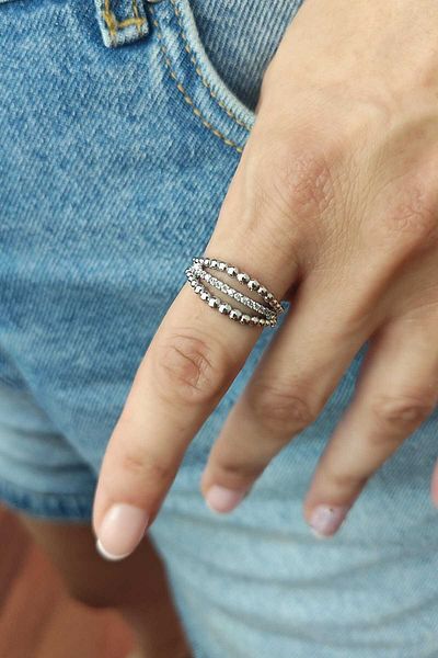 KYOLA DESİGN Elegant Ball Silver Color Women's Ring with Zircon Stone