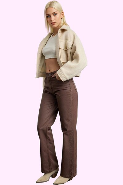 PayBuy Women's High Waist Wide Leg Long Pants Cotton Winter Seasons Daily Use Modern Design