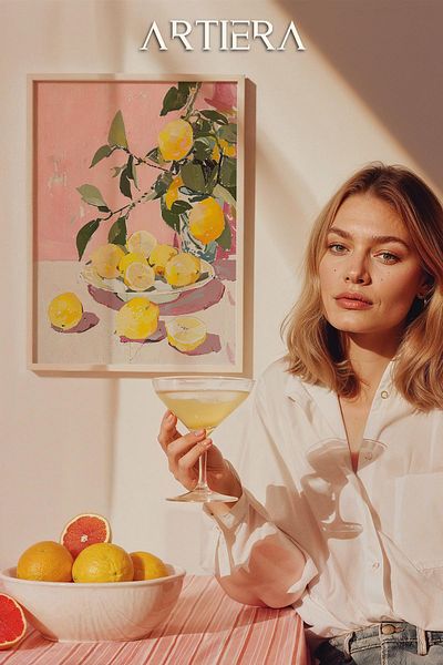 HİGUERA Lemons - Masa de bucatarie cu rama din lemn in stil italian mediteranean modern, decorare pentru bar cafenea bucatarie