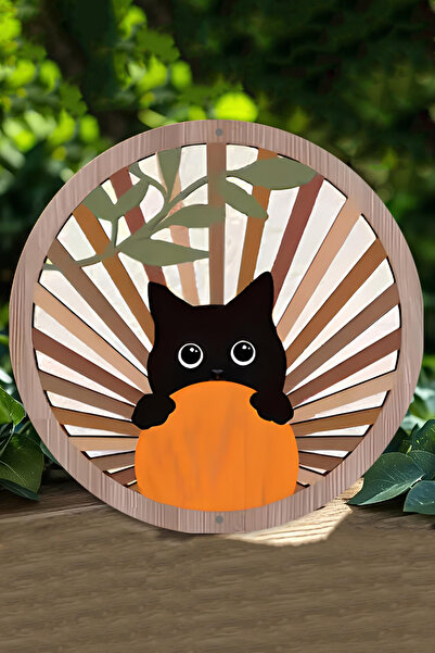 kutuTR 🐾 Sevimli Siyah Kedi Temalı UV Baskılı 3D GÜRÜNÜMLÜ MDF Duvar Süsü – ...