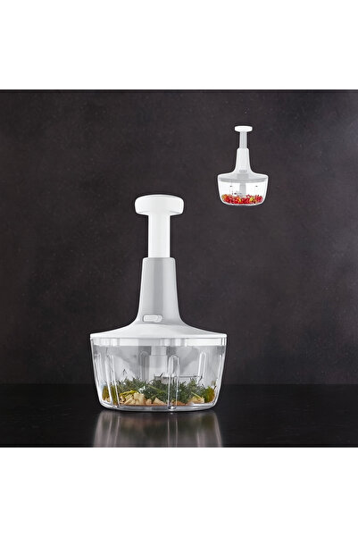 Metler 5 Bıçaklı Manuel Doğrayıcı El Rondosu Gri El Blenderi El Basmalı Rondo