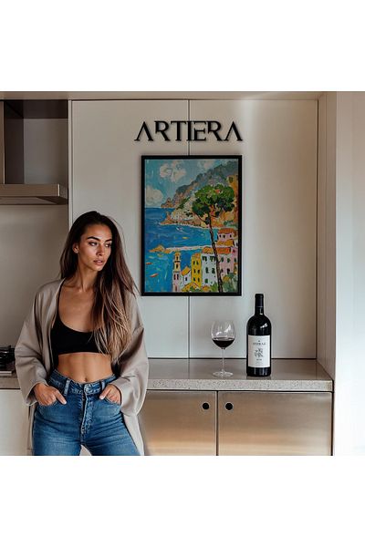 HİGUERA Masa de bucatarie cu rama din lemn in stil italian mediteranean modern Amalfi, decorare pentru bar cafenea bucatarie