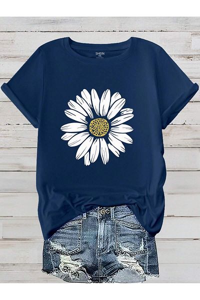Let's Wear Μπλουζάκι με μπροστινή εκτύπωση Daisy για γυναίκες