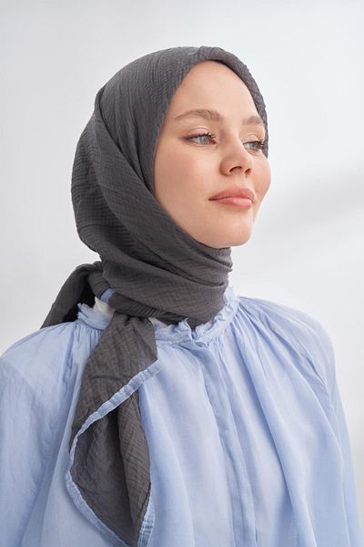 ARMANDA Muslin Piping Scarf 3353-Smoked