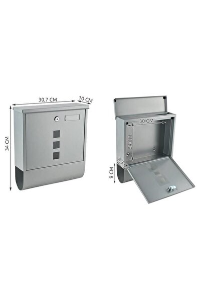 JollyMag Mailbox with newspaper slot, galvanized steel, silver, 30.7x10x34 cm