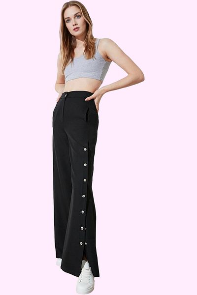 PayBuy Women's Wide Leg Woven Pants High Waist Solid Pattern Casual Daily Summer Must-Have