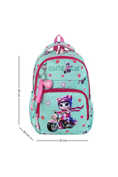 Baginn Primary School Girl's Bag Set of 3 Cute Cat 40*30 cm Lunch Box Pencil Case Cute Cat