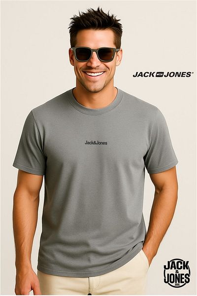 Jack & Jones J&J Jjmine Men's Logo Printed Back T-Shirt Gray A1111