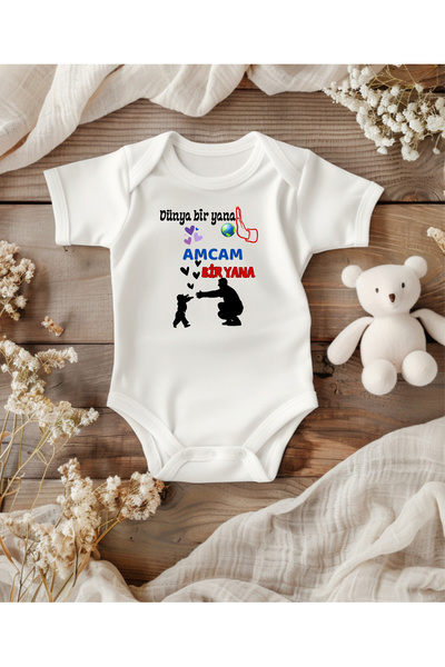 lupi بدلة أطفال مطبوع عليها عبارة 'عم'، مصنوعة من القطن بنسبة 100%