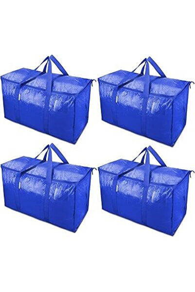 The Bros مجموعة من 4 حقائب نقل متينة سعة 24 جالونًا، وحقائب تخزين مقاومة للماء مزودة بسحّابات ومقابض، باللون الأزرق