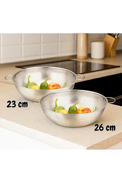 HZL HOME طقم مكون من قطعتين مصفاة ستانلس ستيل 26 سم و23 سم