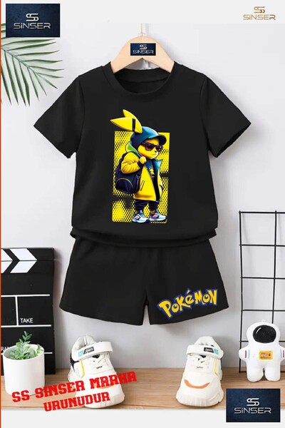 SS SİNSER Children's Unisex “Pikhacu Cantali Yellow Fon“ Custom Printed Crew ...