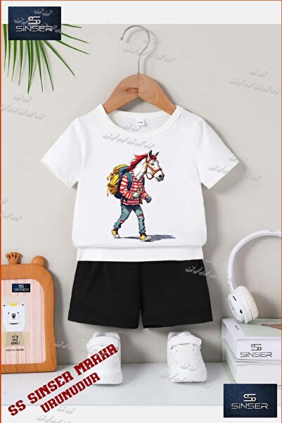 SS SİNSER Children's Unisex “Horse Man Backpack“ Custom Printed Crew Neck T-S...
