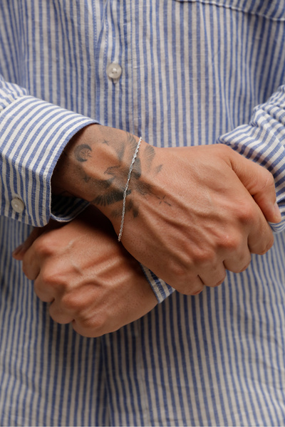 Fjellor Marnu 925 Ayar Gümüş Erkek Bileklik – İnce ve Hafif Zincir Detaylı Model