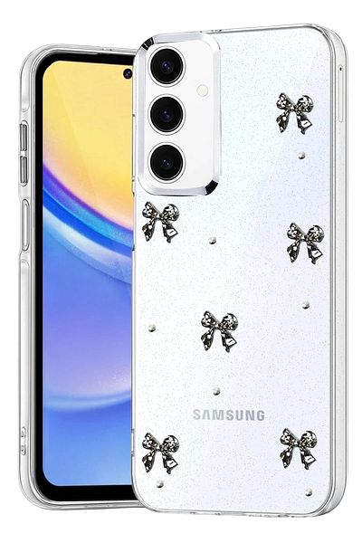 cepmoda Samsung Galaxy "A24" Case "Black Bow" Pattern Luxury Camera Protruding Epoxy Cover |   No:10