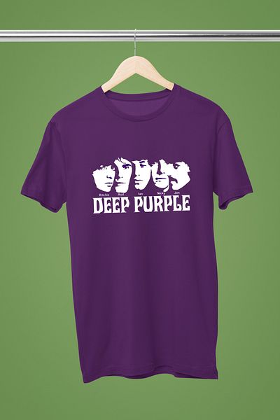 MAGORS Deep Purple Printed Cotton Short Sleeve Regular Fit Rock Tshirt
