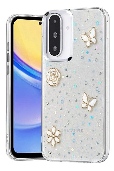 cepmoda Samsung Galaxy "A56" Case "Flower-Butterfly" Patterned Luxury Camera Protruding Epoxy Cover |   No:2