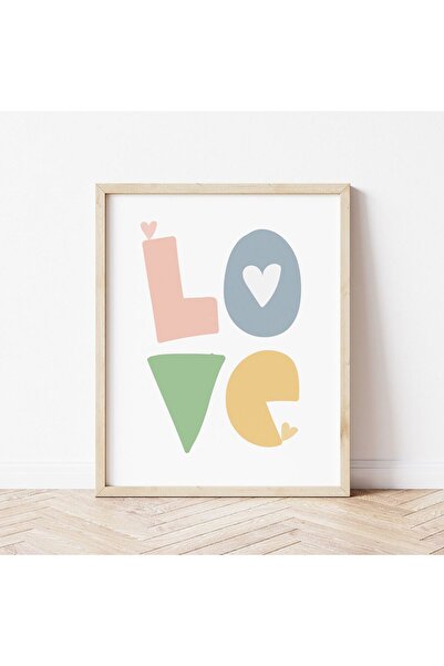 NT Handmade Natural Wooden Framed Uv Printing Colorful Love Written Wall Painting – Modern & Stylish Wall Decor