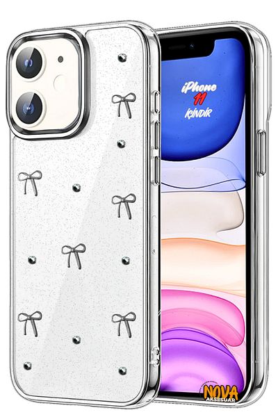 cepmoda iPhone 11 Case "Bow" Pattern Luxury Camera Protruding 3D Epoxy Transparent Cover |   No:6